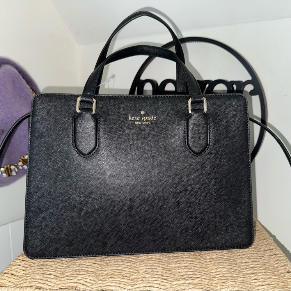 Kate Spade Leighann Laurel Way Lane Satchel Shoulder Black Bag W/Box